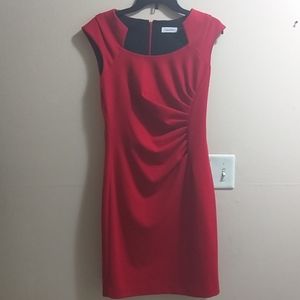 Calvin Klein tomato red midi dress